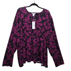 Liz Claiborne Floral‎ Faux Button Top Blouse Plus SZ 5X Artsy Office Church NWT